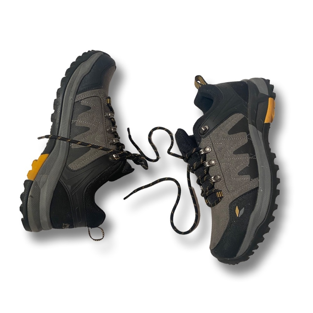 Grey hiking boots